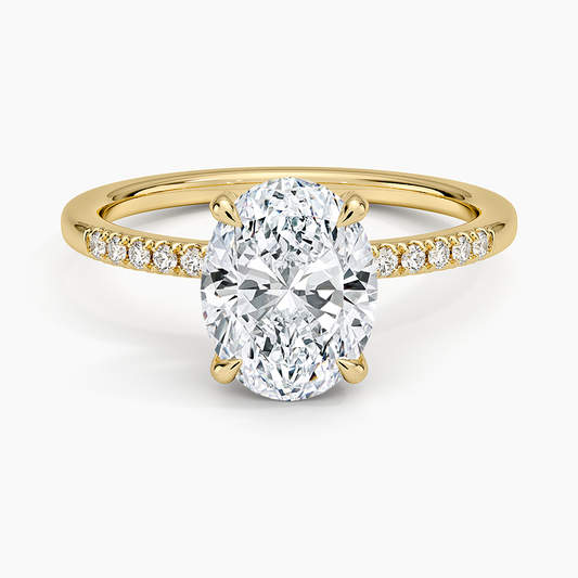 2CT Oval Lab Grown Diamond Gold Engagement Ring