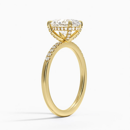 2CT Oval Lab Grown Diamond Gold Engagement Ring