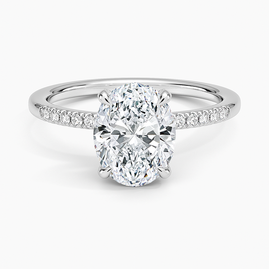 2CT Oval Lab Grown Diamond Gold Engagement Ring