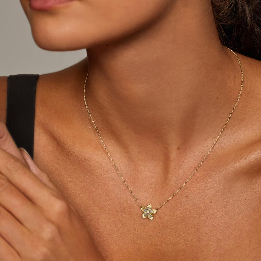 1/8 CTW Lab Grown Diamond Flower Pendant
