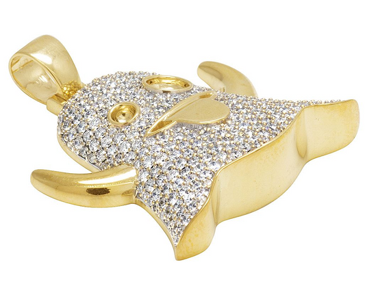 1.5" Lab Grown Diamond 10K Gold Ghost Pendant