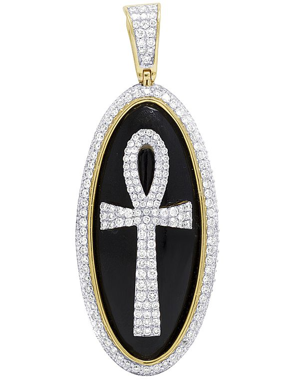 2.3 CTW Lab Grown Diamond Black Onyx Ankh Medallion Pendant