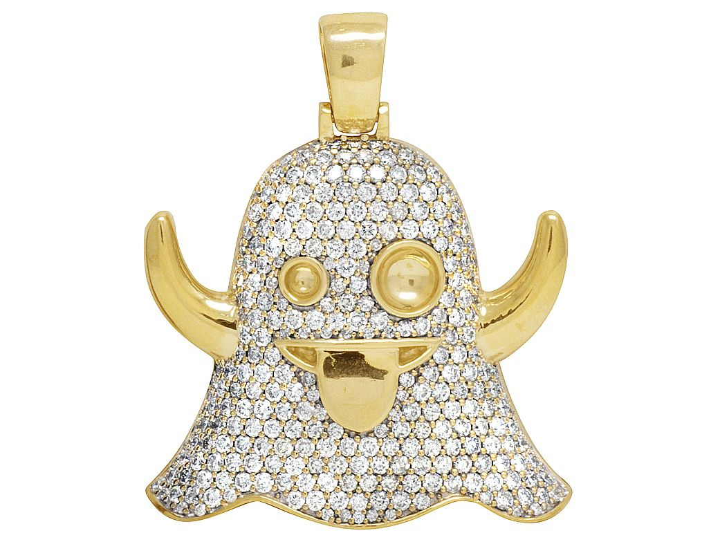 1.5" Lab Grown Diamond 10K Gold Ghost Pendant