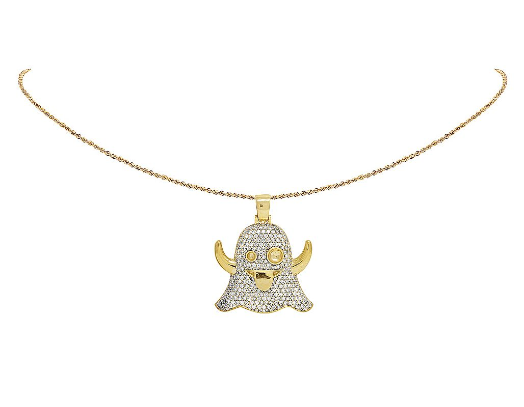 1.5" Lab Grown Diamond 10K Gold Ghost Pendant