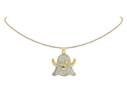 1.5" Lab Grown Diamond 10K Gold Ghost Pendant