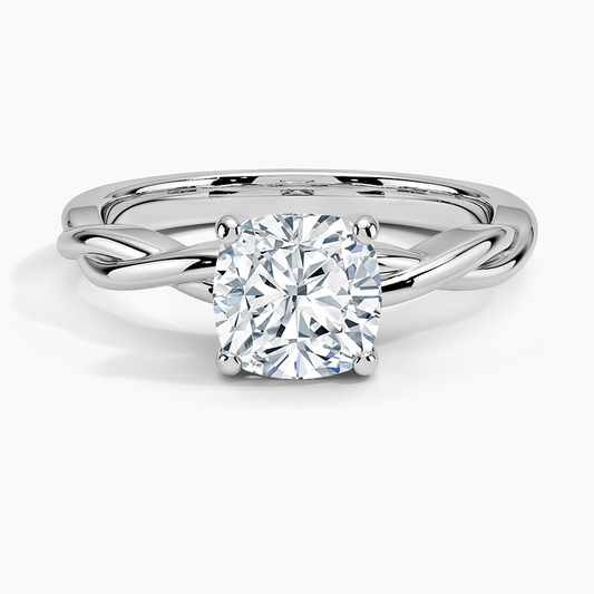11/2CT Cushion Lab Grown Diamond Twisted Solitaire Ring