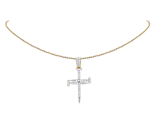 2 Inch 10K Lab Grown Diamond Nail Cross Charm Pendant
