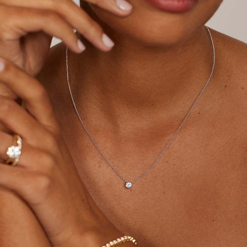 1/4 CTW Lab Grown Diamond Bezel Solitaire Pendant