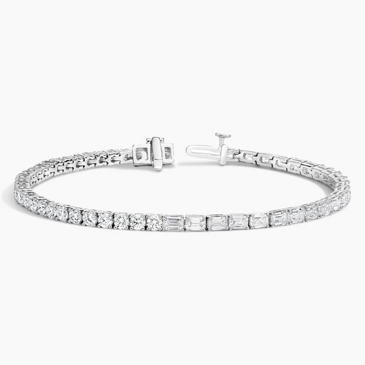 6CTW 7 inch Round and Emerald Cut Lab Grown Diamond Tennis Bracelet