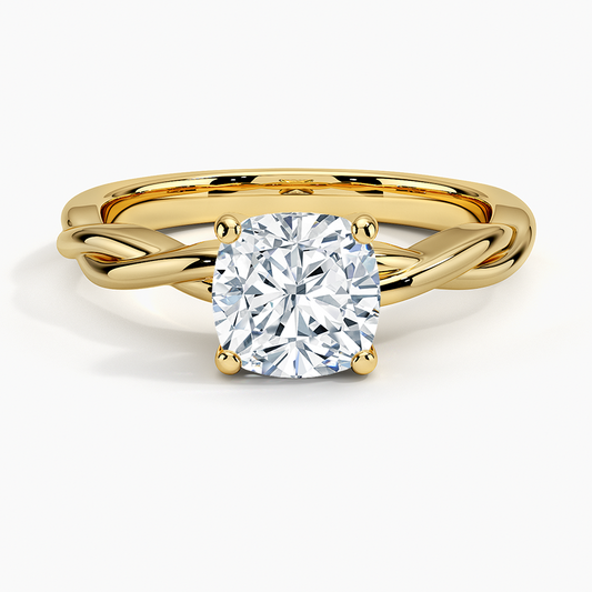 11/2CT Cushion Lab Grown Diamond Twisted Solitaire Ring