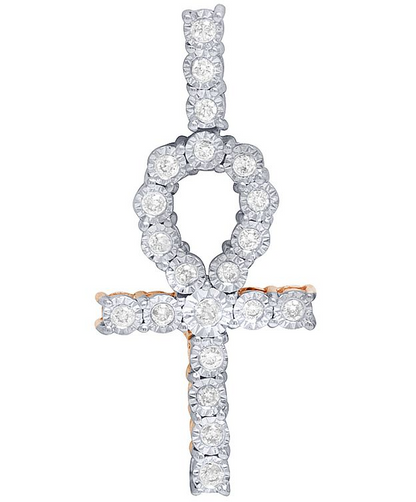 1.5 Inch Lab Grown Diamond Miracle Set Ankh Cross Pendant