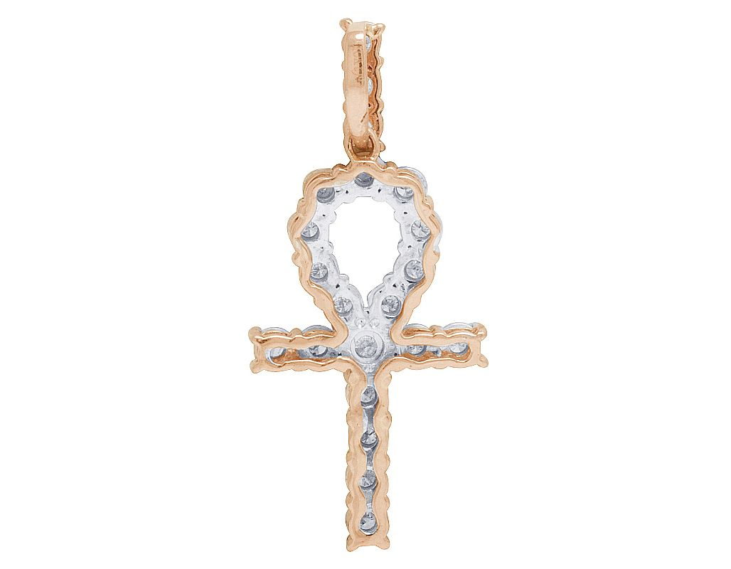 1.5 Inch Lab Grown Diamond Miracle Set Ankh Cross Pendant