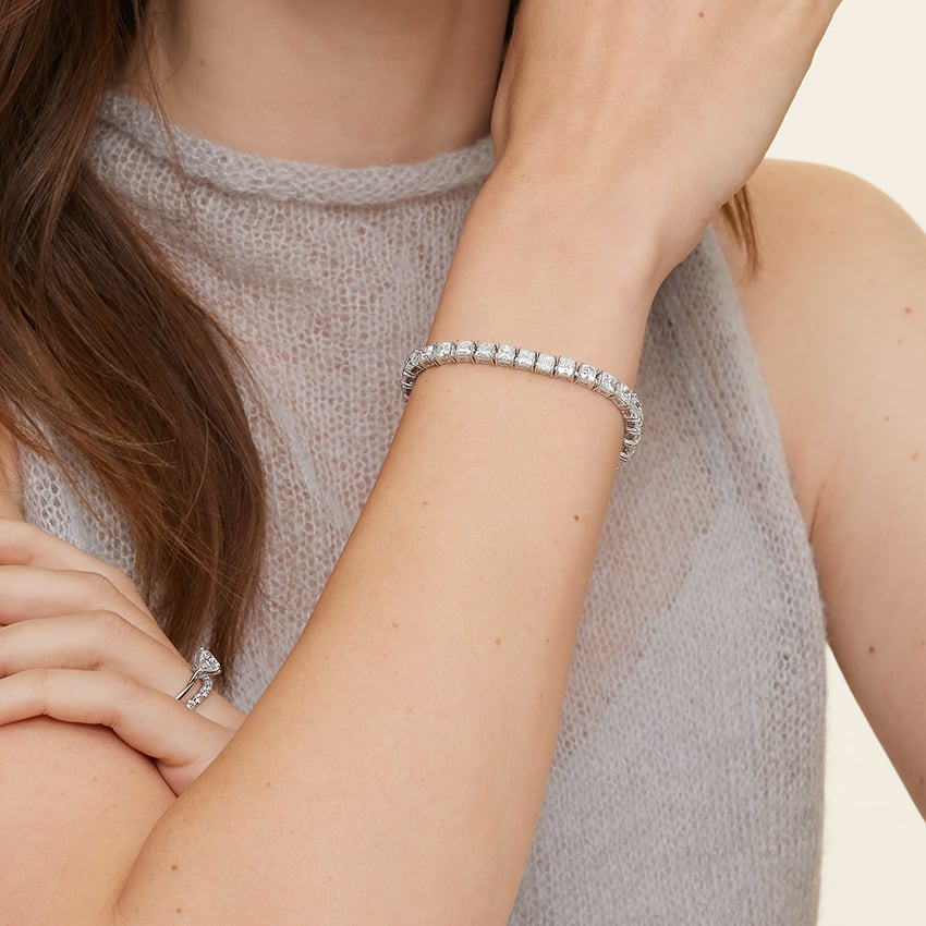 14CTW 7 inch Princess Lab Grown Diamond Tennis Bracelet