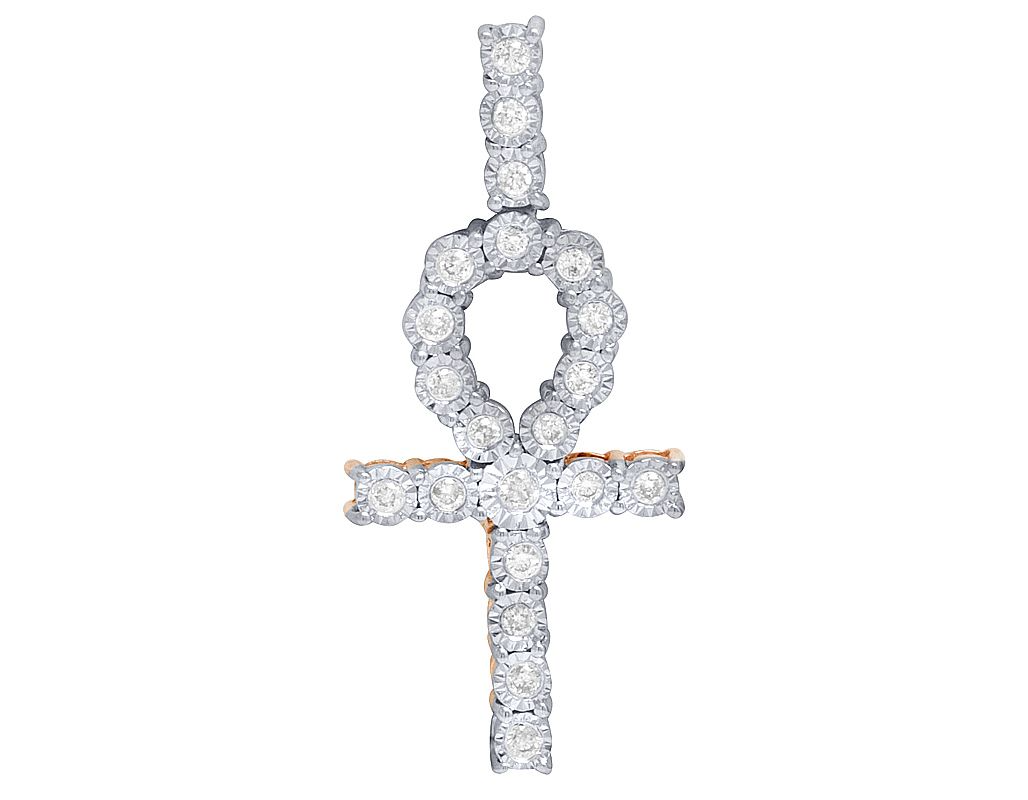 1.5 Inch Lab Grown Diamond Miracle Set Ankh Cross Pendant