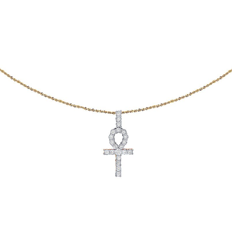 1.5 Inch Lab Grown Diamond Miracle Set Ankh Cross Pendant