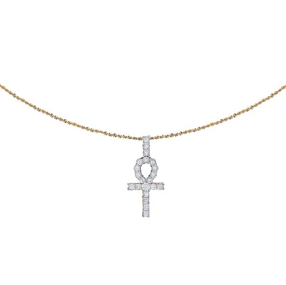 1.5 Inch Lab Grown Diamond Miracle Set Ankh Cross Pendant