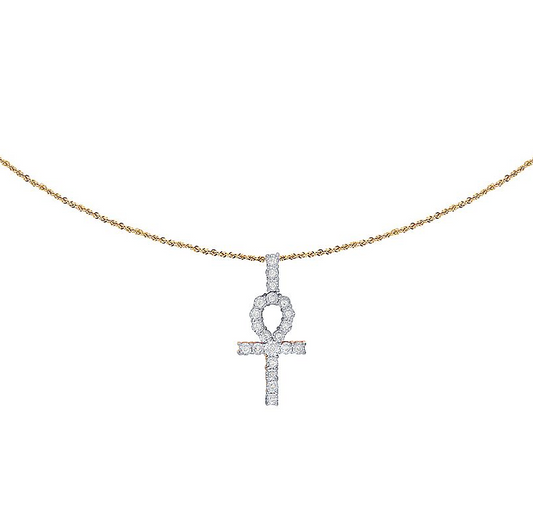 1.5 Inch Lab Grown Diamond Miracle Set Ankh Cross Pendant
