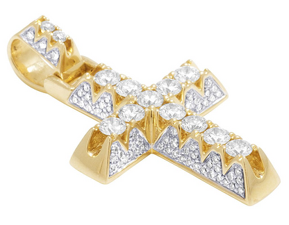 2 Inch Lab Grown Diamond Pyramid Prong Cross Pendant