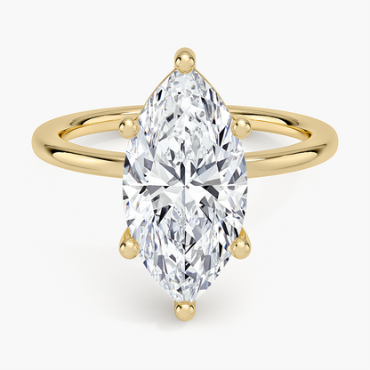 3Ct Marquise Lab Grown Diamond Gold Solitaire Ring