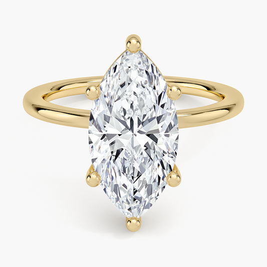 3Ct Marquise Lab Grown Diamond Gold Solitaire Ring