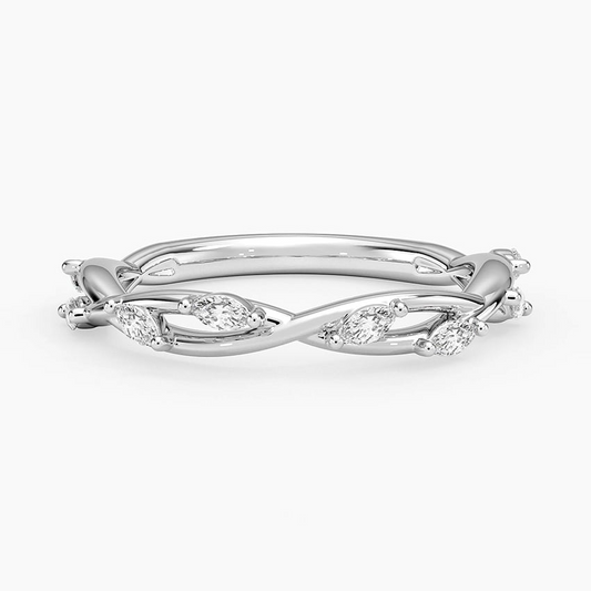 0.26CTW Marquise Cut Lab Grown Diamond Twisted Wedding Band