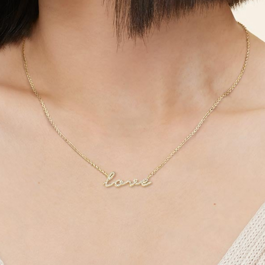 Lab Grown Diamond Script Love Pendant