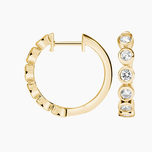 3/4 CTW Lab Grown Diamond Bezel Hoop Earrings