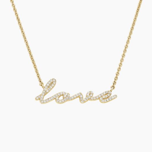Lab Grown Diamond Script Love Pendant
