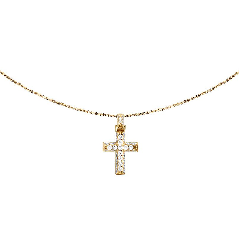 2 Inch Lab Grown Diamond Pyramid Prong Cross Pendant