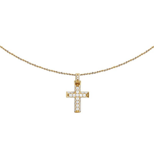 2 Inch Lab Grown Diamond Pyramid Prong Cross Pendant