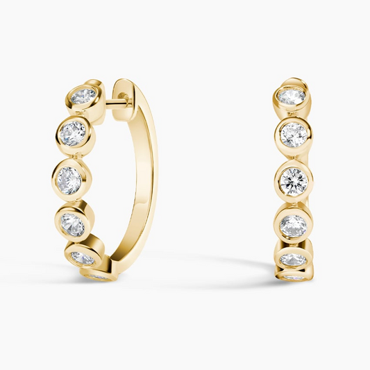 3/4 CTW Lab Grown Diamond Bezel Hoop Earrings