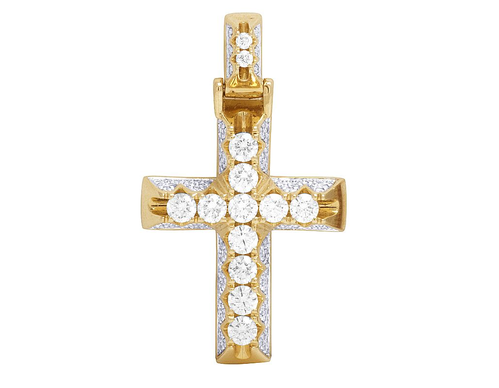 2 Inch Lab Grown Diamond Pyramid Prong Cross Pendant