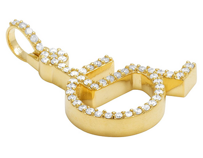 1.5 inch Lab Grown Diamond 10K Gold Wheelchair Symbol Pendant