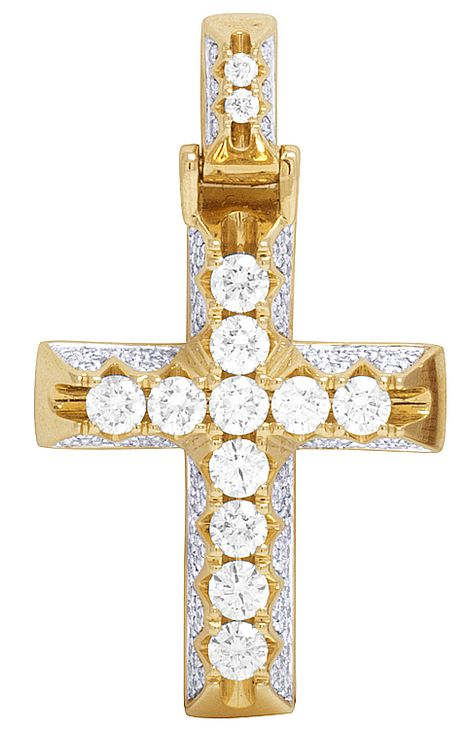2 Inch Lab Grown Diamond Pyramid Prong Cross Pendant