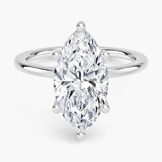3Ct Marquise Lab Grown Diamond Gold Solitaire Ring