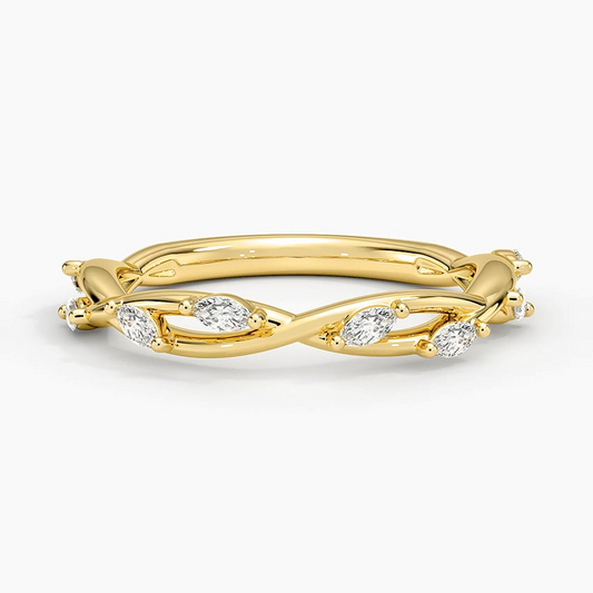 0.26CTW Marquise Cut Lab Grown Diamond Twisted Wedding Band