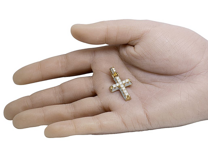 2 Inch Lab Grown Diamond Pyramid Prong Cross Pendant