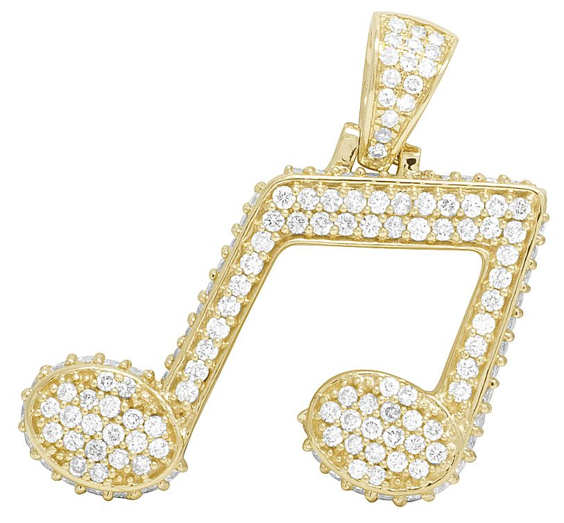Lab Grown Diamond 10K Gold Music Note Emoji Pendant