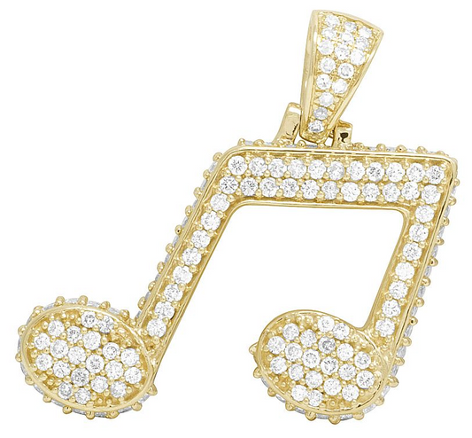 Lab Grown Diamond 10K Gold Music Note Emoji Pendant