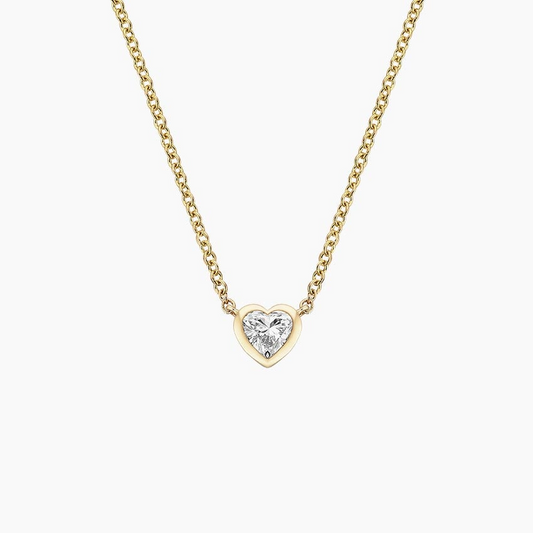 1/4 CTW Lab Grown Diamond Heart Bezel Solitaire Pendant