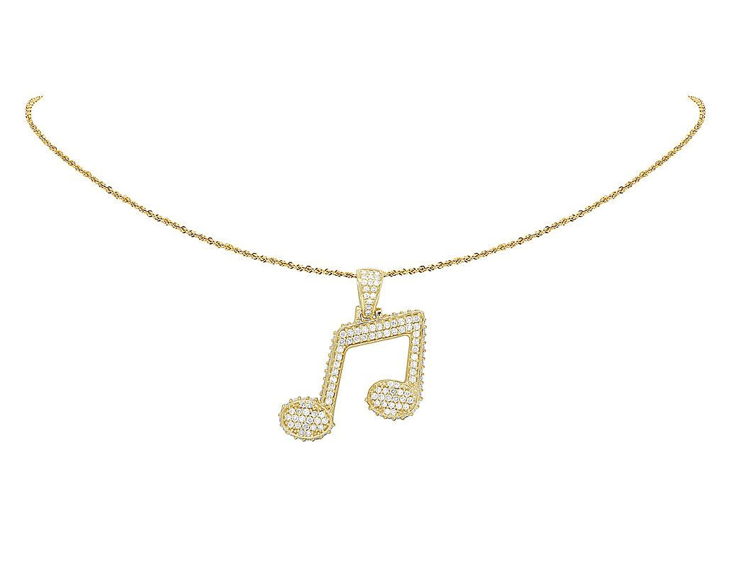 Lab Grown Diamond 10K Gold Music Note Emoji Pendant