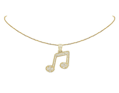 Lab Grown Diamond 10K Gold Music Note Emoji Pendant