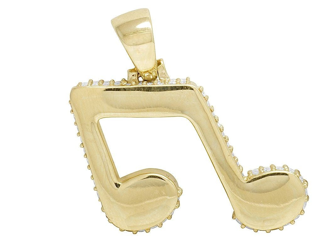 Lab Grown Diamond 10K Gold Music Note Emoji Pendant