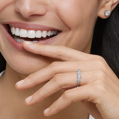 1.46CTW Round Five Stone Lab Grown Diamond Wedding Ring For Women
