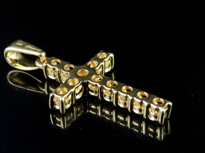 10k Solid Gold Lab Grown Diamond Solitaire Cross Pendant