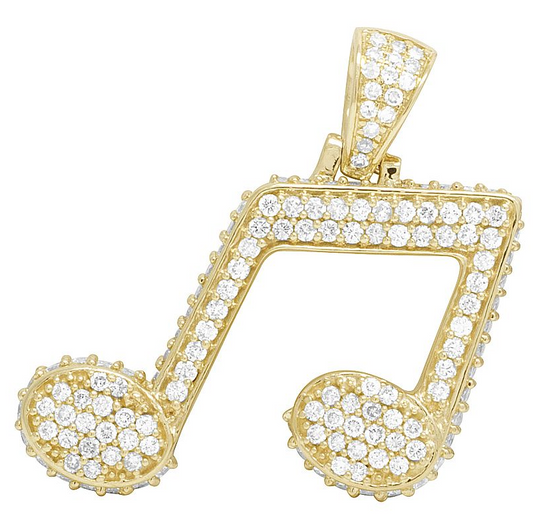 Lab Grown Diamond 10K Gold Music Note Emoji Pendant
