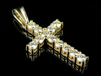 10k Solid Gold Lab Grown Diamond Solitaire Cross Pendant