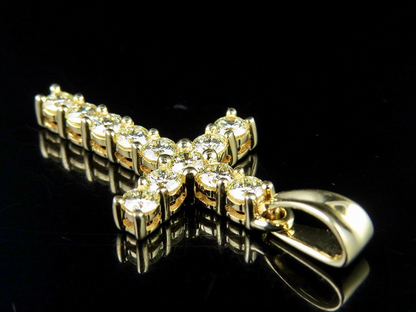 10k Solid Gold Lab Grown Diamond Solitaire Cross Pendant