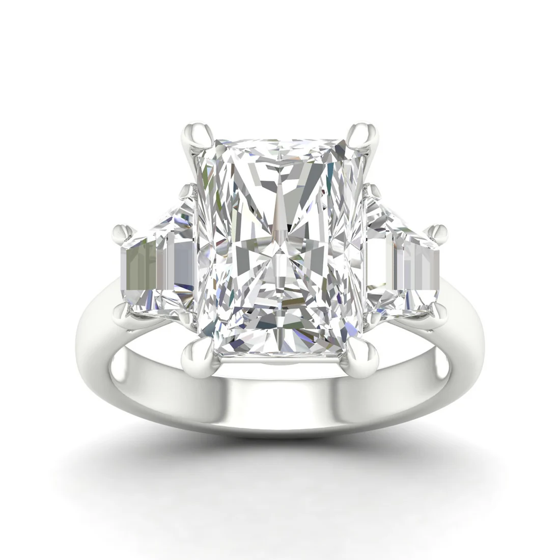 5.25 CTW Emerald Lab Grown Diamond Three Stone Ring