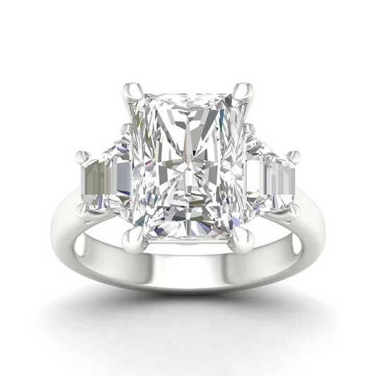 5.25 CTW Emerald Lab Grown Diamond Three Stone Ring